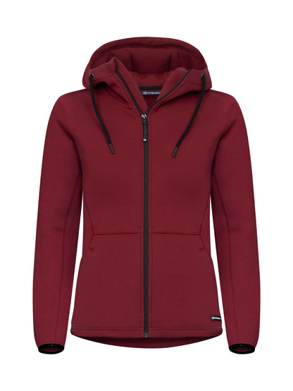 Cutter & Buck Pemberton vest met capuchon dames in bikerrood